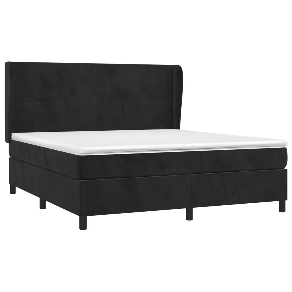 Giroletto a Molle con Materasso Nero 180x200 cm in Velluto 3129107
