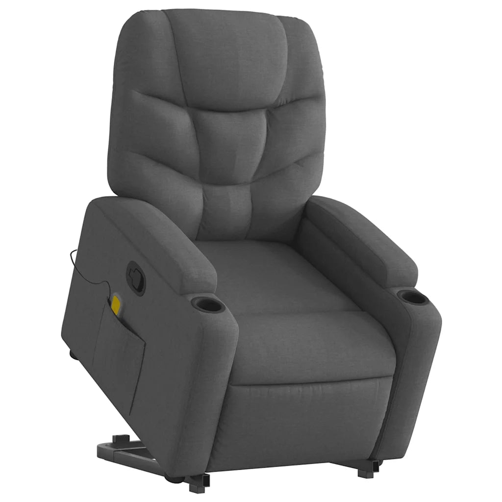 Poltrona Alzapersona Massaggi Reclinabile Grigio Scuro Tessuto 3204609