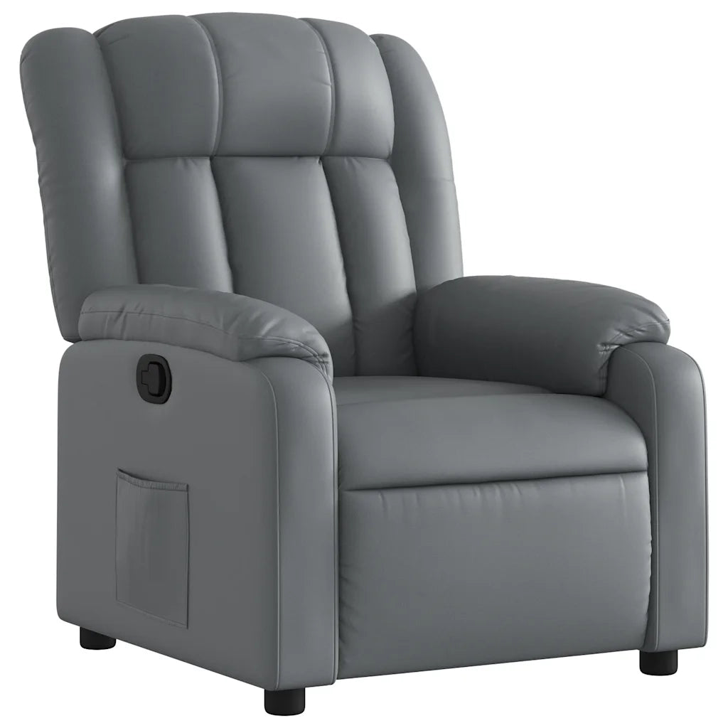 Poltrona | Sedia Relax Reclinabile Grigia in Similpelle