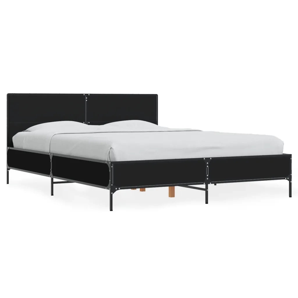 Giroletto-Struttura Letto Nero 140x190 cm in Legno Multistrato e Metallo 545252