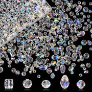 Set di perle di vetro 640 pezzi - AB con set di perle - perle facettate - progetti creativi - 5 forme - dimensioni 4/6/8mm - set di perle