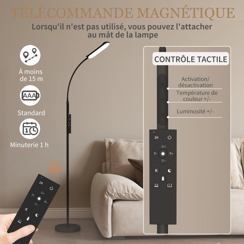 Lampada da terra per soggiorno ¨C Minimal ¨C nero, telecomando, controllo touch, regolabile