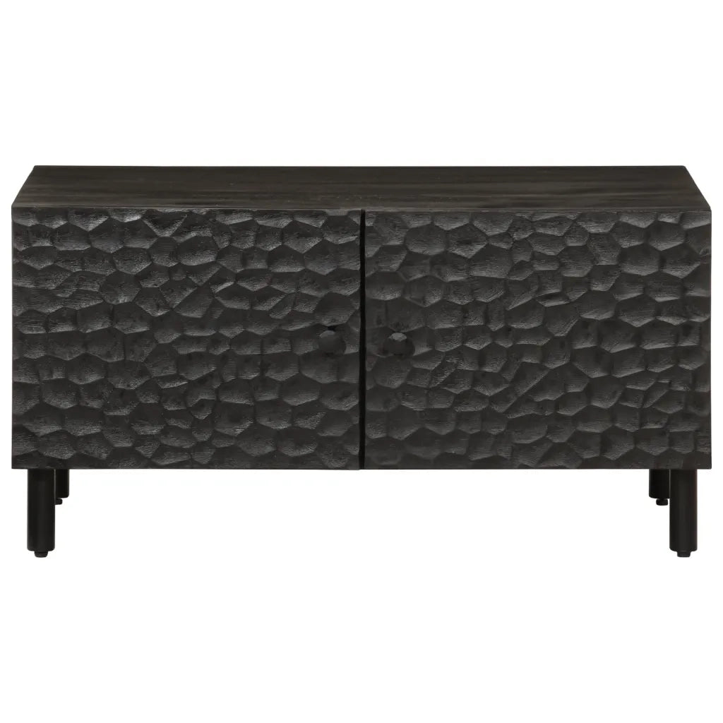 Tavolino da Salotto Nero 80x50x40 cm in Legno Massello di Mango