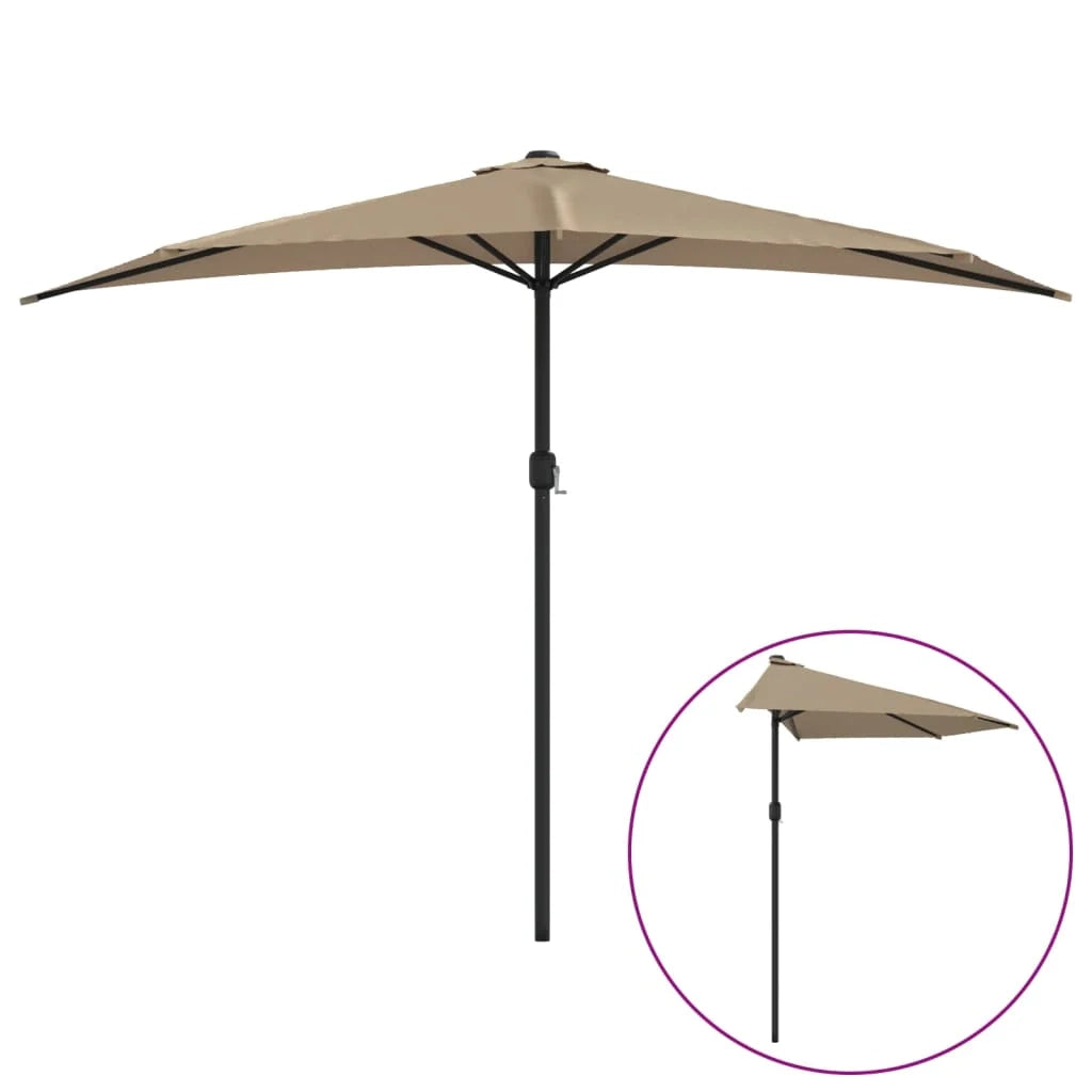 Ombrellone da balcone con palo in alluminio tortora 300 x 150 cm mezzo 02_0008307