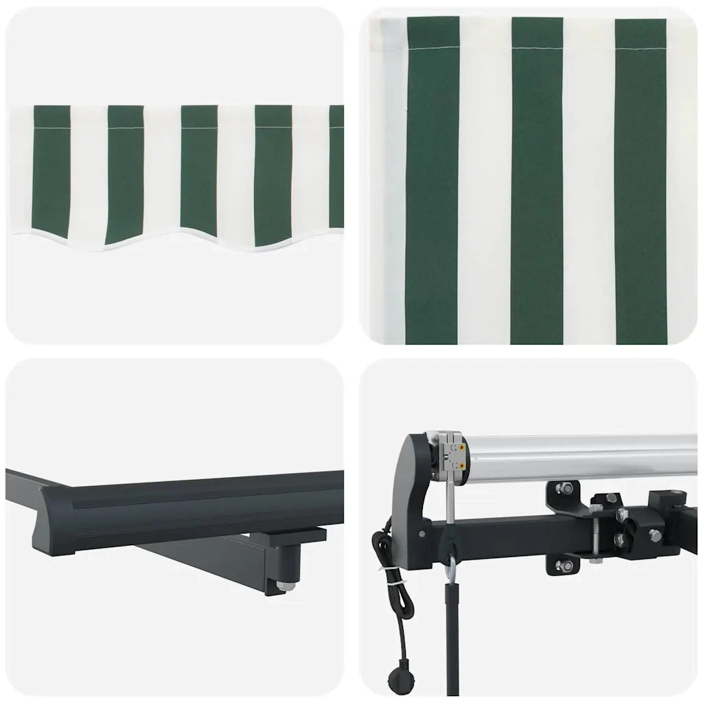 Tenda Retrattile Verde e Bianco 400 × 300 cm 3330725