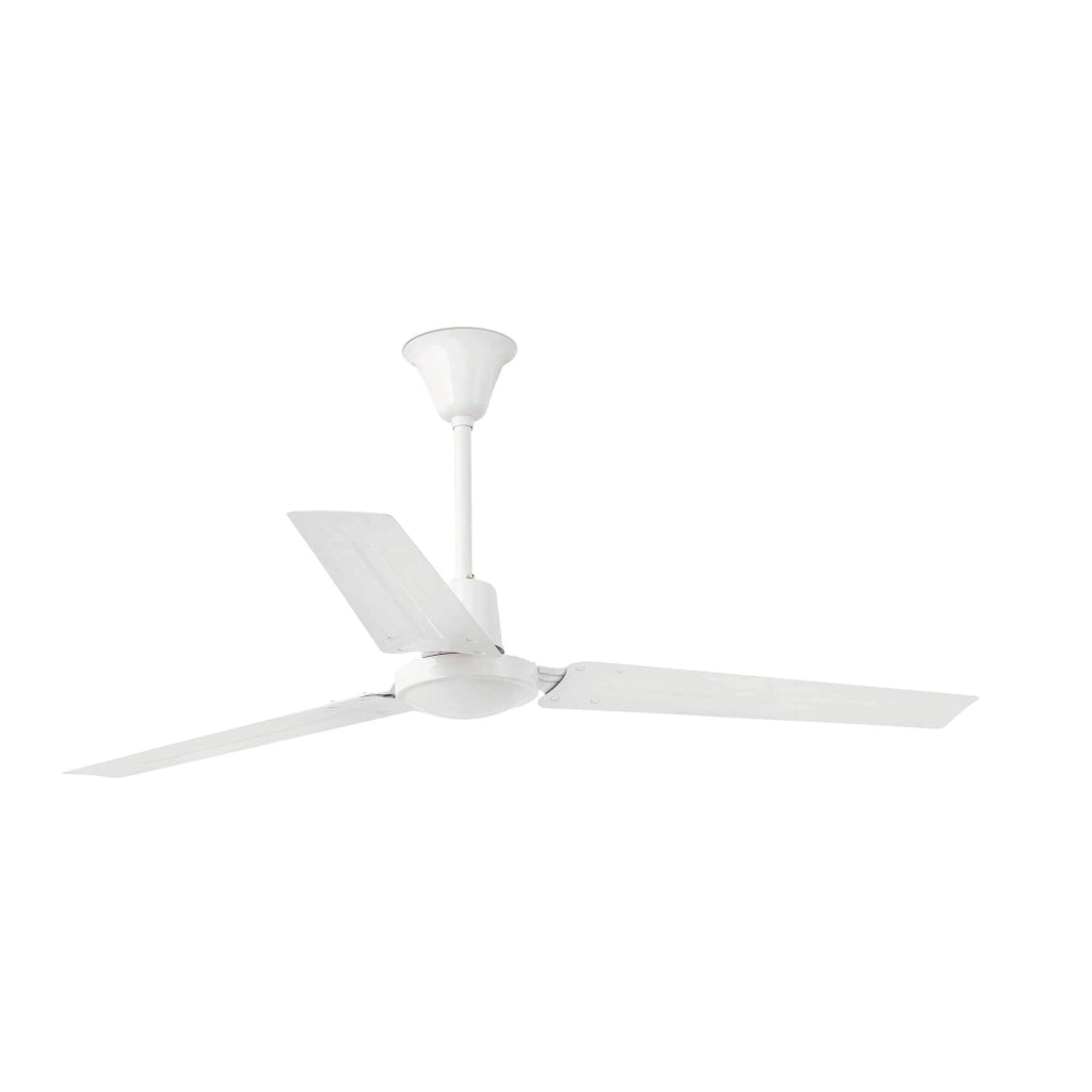 FARO Ventilatore Da Soffitto In Metallo Bianco 3 Pale In Acciaio 140 cm 44 cm dal Soffitto Interruttore a Parete 6 Velocita AC 16-48W Senza Luce Modello Indus FARO-33001