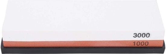 Pietra di Affilatura Doppia Faccia 1000/3000 Grana - Pietra di Affilatura per Coltelli - Base Antiscivolo - Accessorio da Cucina - Coltelli Affilati - Dimensioni 18 x 6 x 3 cm