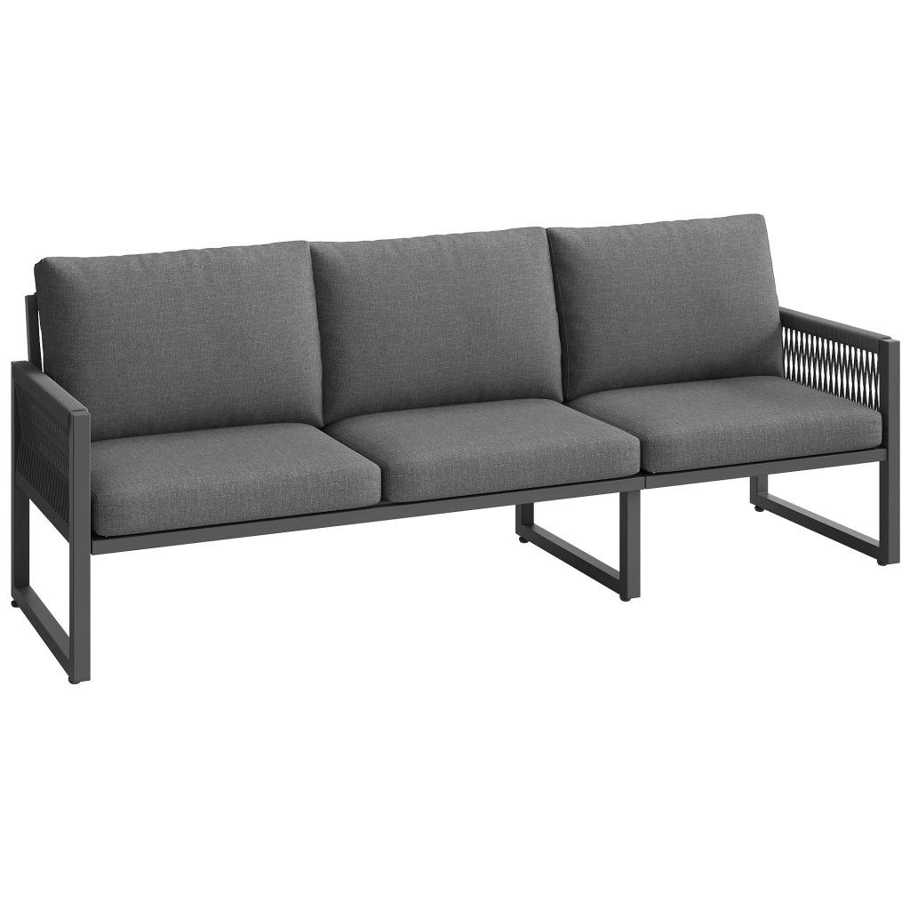Set Divano da Giardino 6-7 Posti con Tavolo ¨C MINIMAL ¨C Polyrattan, Cuscini, Esterno