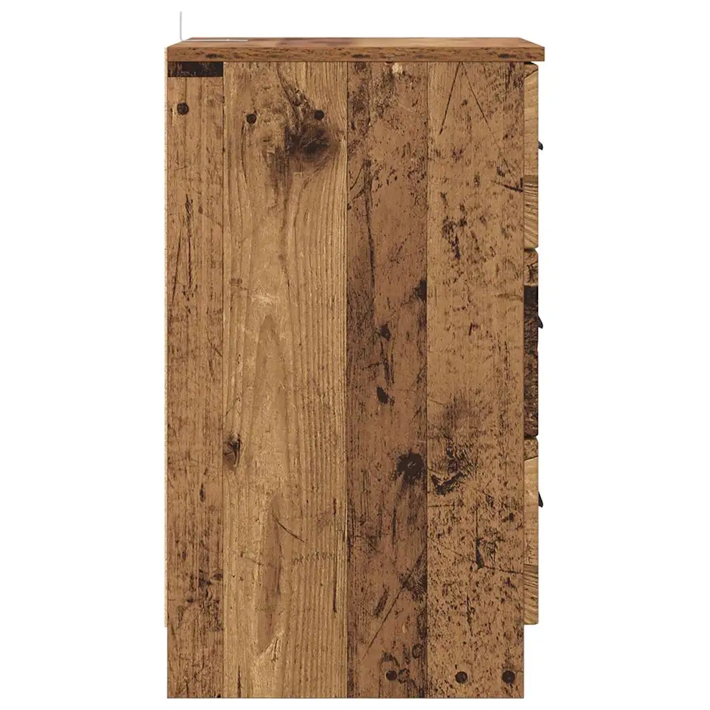 Comodino | Armadio da Notte | Mobiletto da notte con cassetto Legno vecchio 38 x 38 x 66 cm