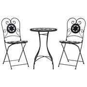Set da Bistrot con Mosaico Nero e Bianco in Ferro e Ceramica