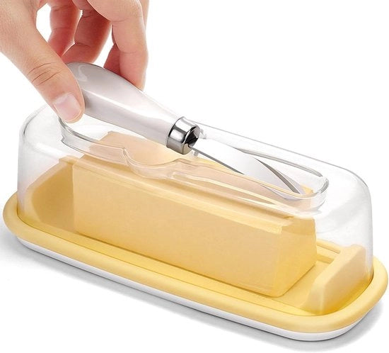Vasetto ceramico con coperchio e coltello - coltello per burro in acciaio inossidabile - ermetico e robusto - portatile - accessorio da cucina