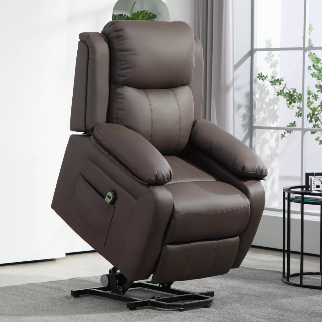 Poltrona reclinabile elettrica con poggiapiedi e telecomando ¨C zephmum ¨C marrone 76x90x105