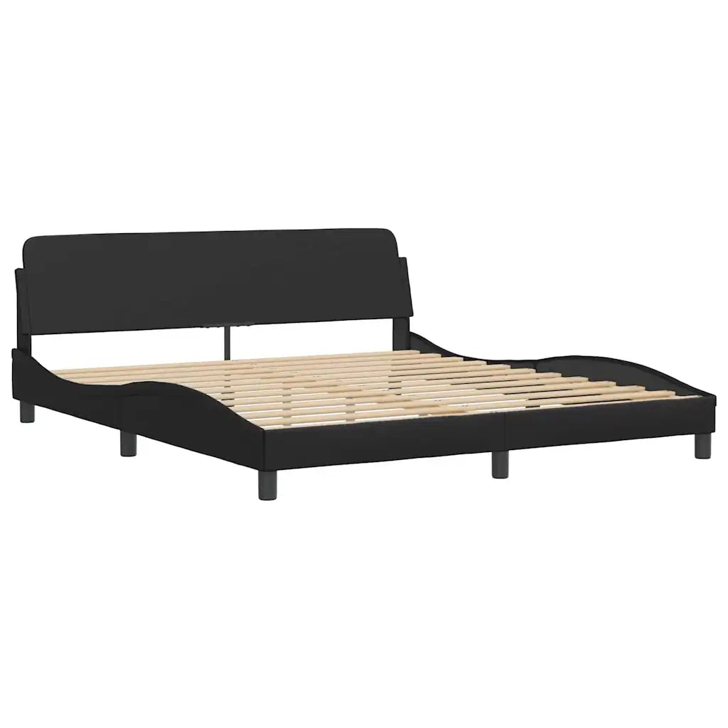Letto matrimoniale | Letto per adulti | Giroletto Dover Nero 180x200 cm in Similpelle