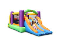 Castello Gonfiabile per Bambini Percorso a Ostacoli con Scivolo Doppio 560x255x190 cm Portata Massima 180 kg