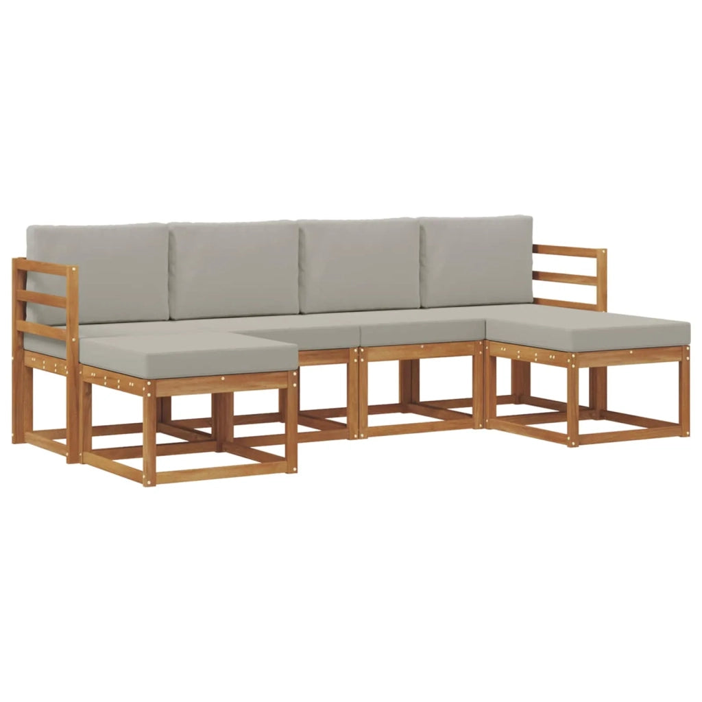 Set di divani da esterno 6 pcs Grigio Naturale e Chiaro