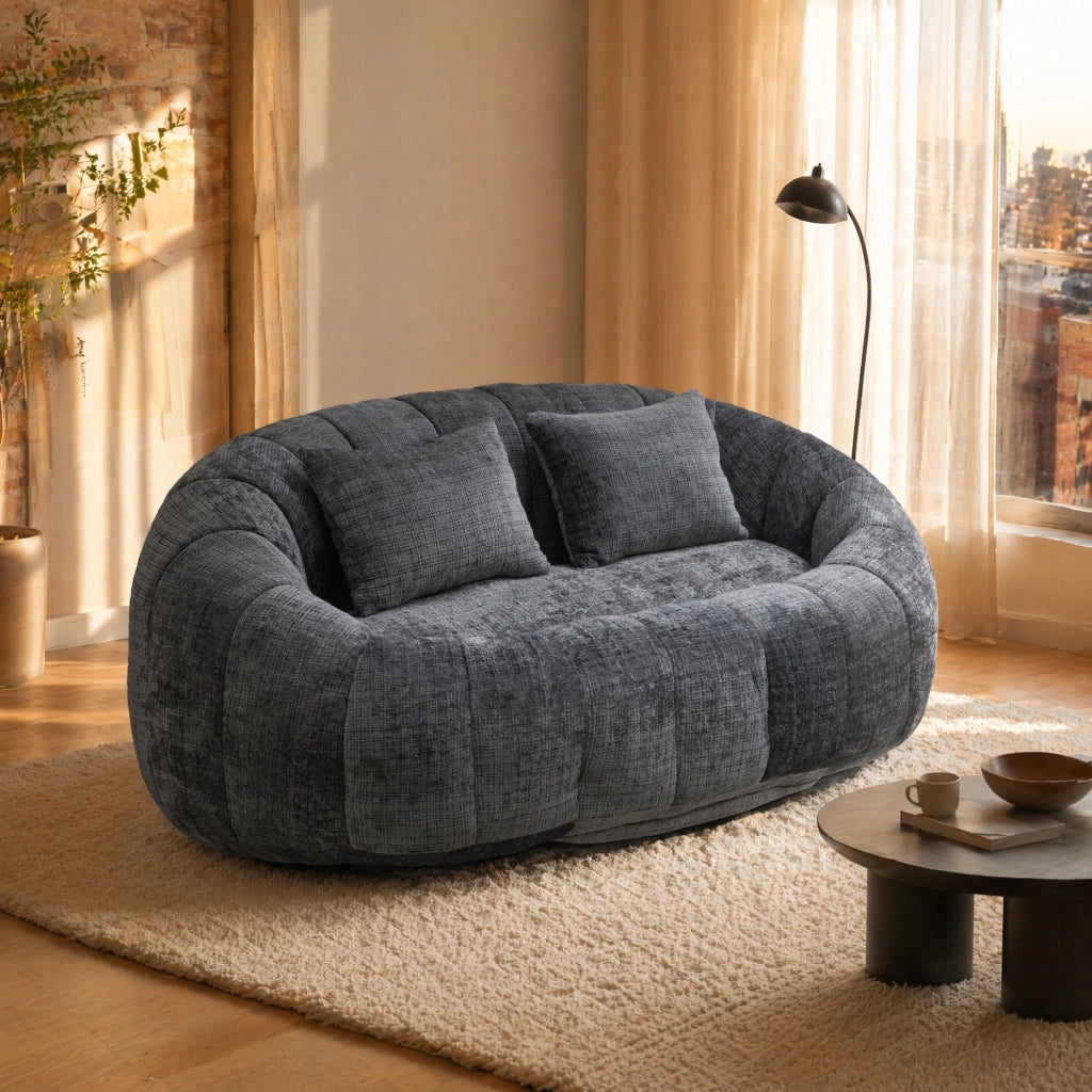 Divano lounge in ciniglia grigio 150x95 cm