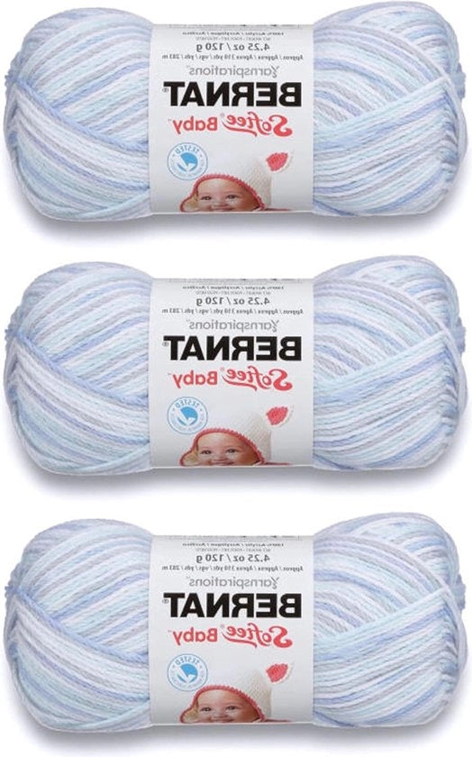 Set di 3 Punte di Lavorazione in Cotone Flanel Blu - 3 Pack - 120g/4.25oz - Acrilico - 3 DK (Luce) - 300 Metri - Maglia a Maglia
