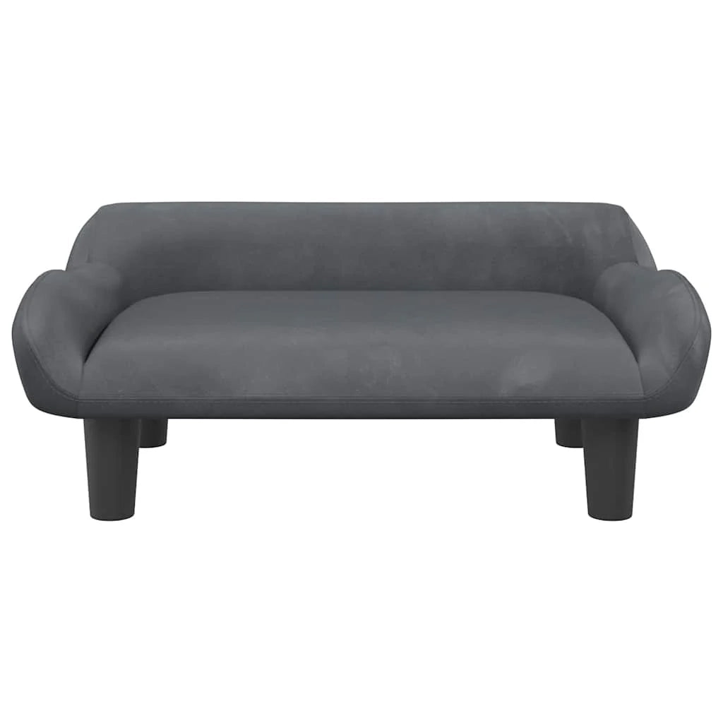 Cuccia per cani comoda cesta da divano velluto grigio scuro 70 x 40 x 24 cm 02_0043166