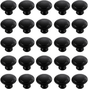 Set di maniglioni rotondi - 25 pezzi - Acciaio inossidabile e nero - Ideali per mobili e armadi - Maniglioni di alta qualità per il tuo arredamento