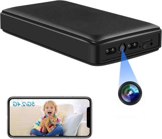 Cassa Elettrica da 10.000 mAh con Camouflage e Connessione Wi-Fi 24G e 5G, Mini-Camera di Sorveglianza Portatile HD 1080p con Rilevamento Movimento per Interni