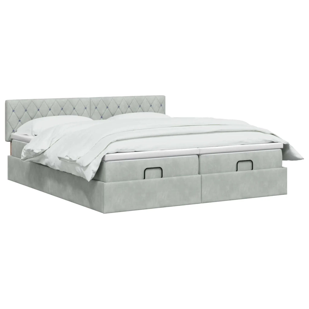 Letto ottomano con materasso 2 pcs Grigio Chiaro Velluto 3456732