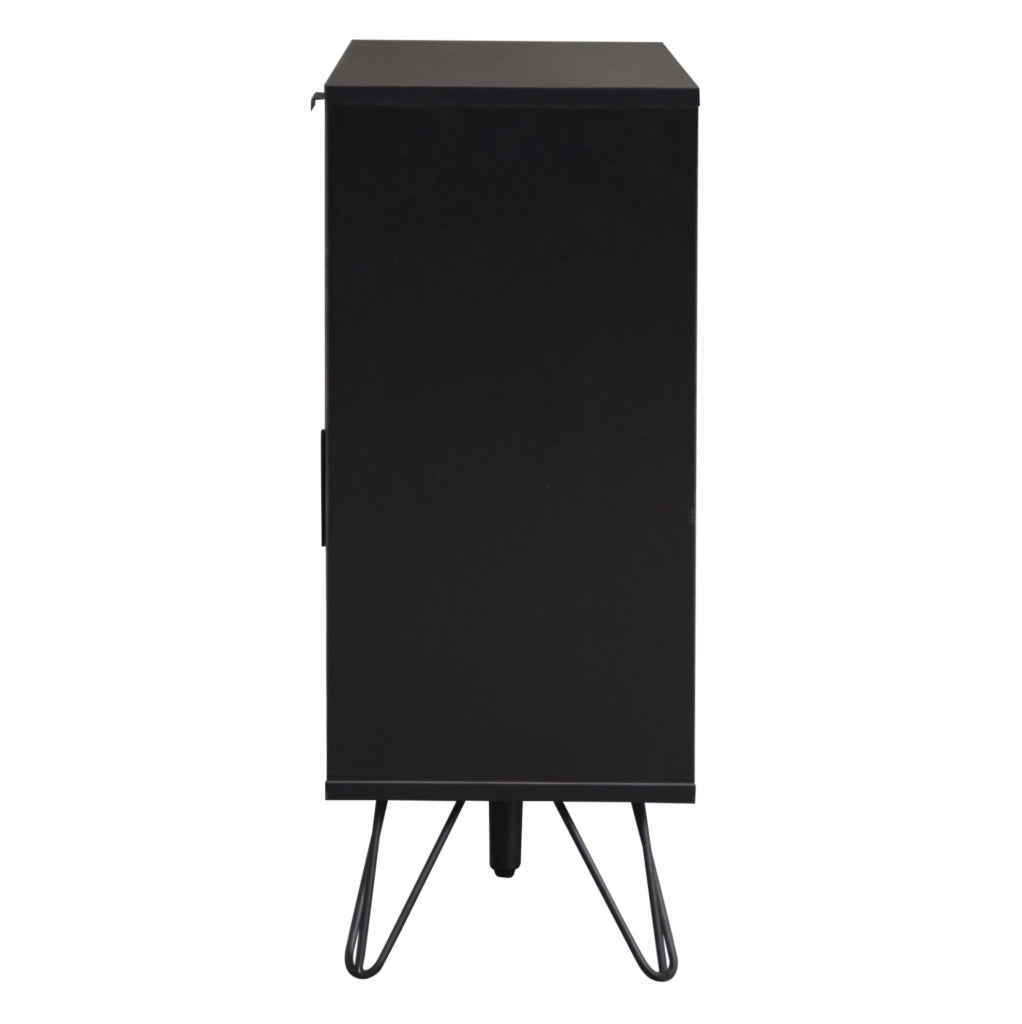 Credenza 90x30x71.5 cm con cassetto e ripiani regolabili in MDF e pannello truciolare nero e naturale