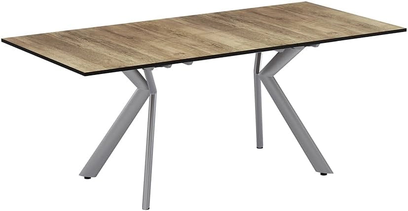 Tavolo da pranzo Trill, Bianco/Grigio, 140 x 90 cm Estensibile, con estrazione sincronizzata per lunghezze del tavolo variabili