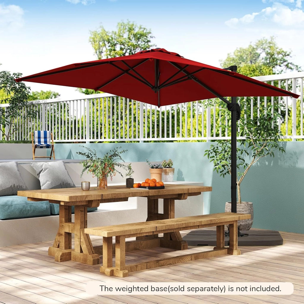 Ombrellone da Giardino 250 x 250 cm Decentrato, Ombrellone da Balcone Inclinabile con Base a Croce, Manovella, Rotazione a 360°, per Arredo Esterno, Cortile e Terrazzo
