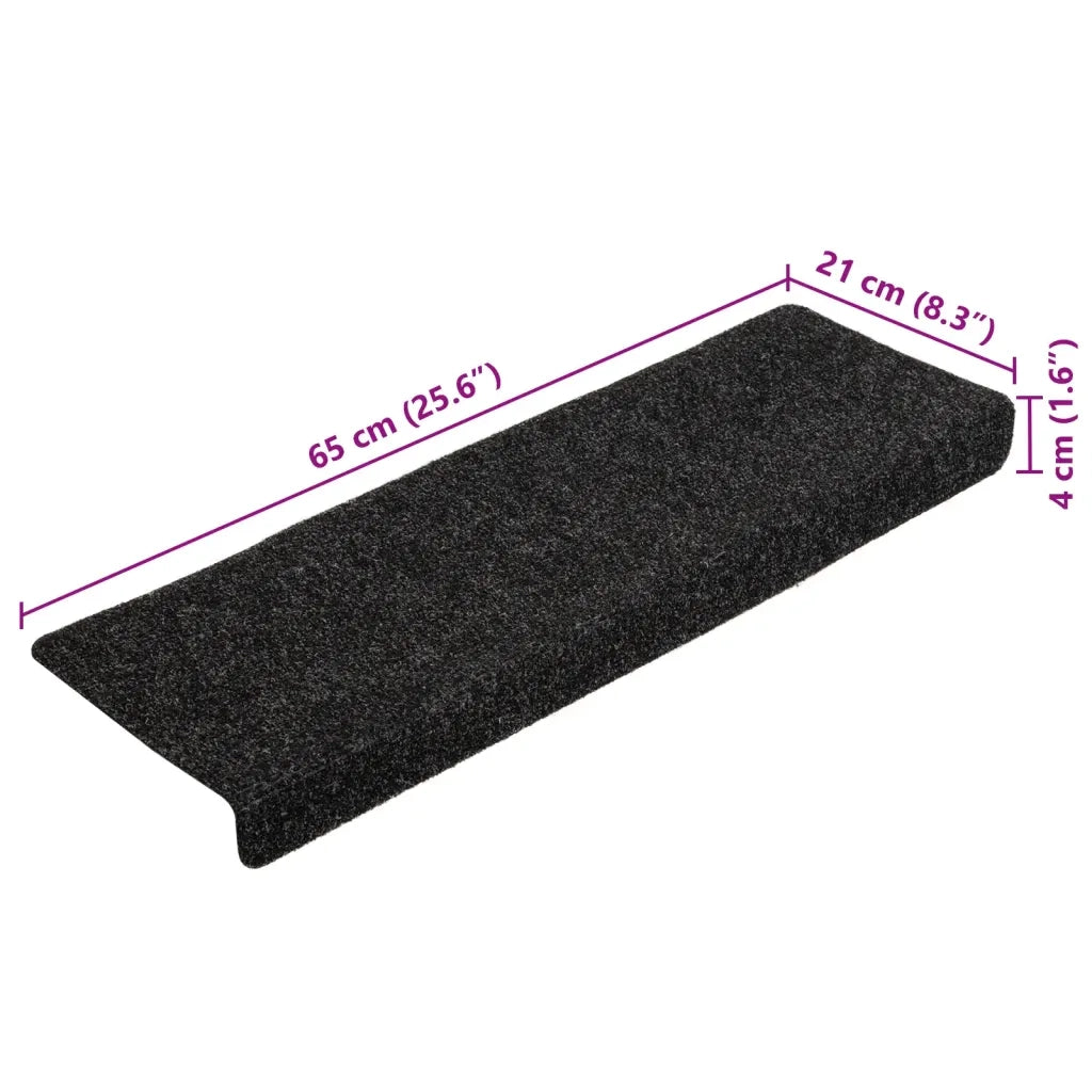 Tappetini per scale autoadesivi 5 pz 65x21x4 cm neri con bordo rettangolare 149726