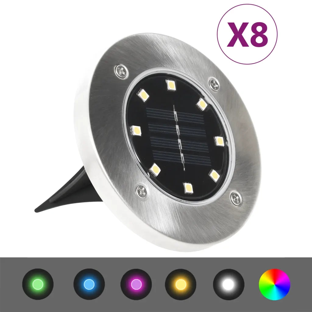 Set di 8 luci solari da terra per illuminazione di giardino e patio 12 x 13 cm in PP colore RGB 02_0046513