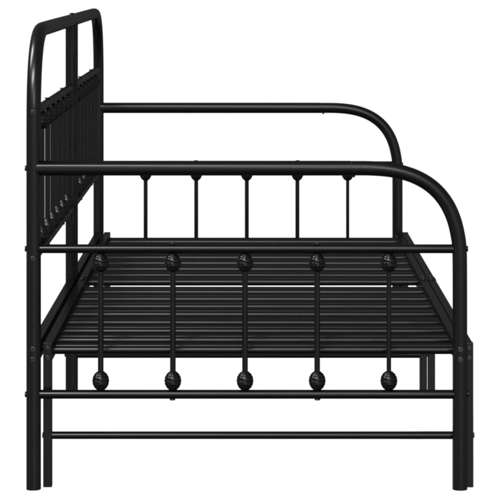 Struttura letto giorno  con letto estraibile, nera, 107x203 cm, in acciaio