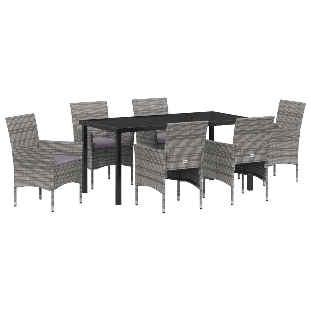 Set da Pranzo da Giardino 7 Pezzi Grigio Rattan Sintetico