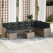 Set Divano da Giardino 9 pz con Cuscini Grigio in Polyrattancod mxl 89995