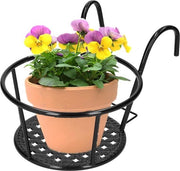 Supporto per Piante da Esterno con Hanger per Contenitori di Pianta per Patio, Veranda, Balcone Decorativo (nero) Lavatrice