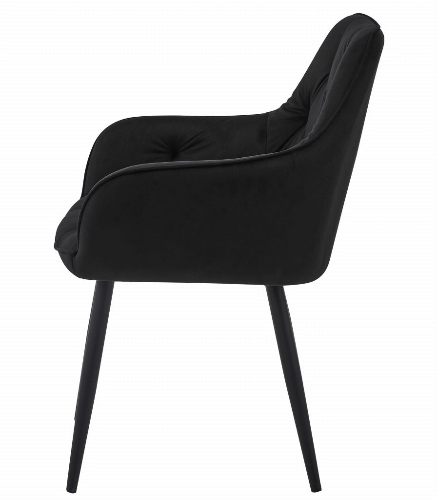 Sedia da pranzo Valora LUKK - Velluto nero con gambe nere x1