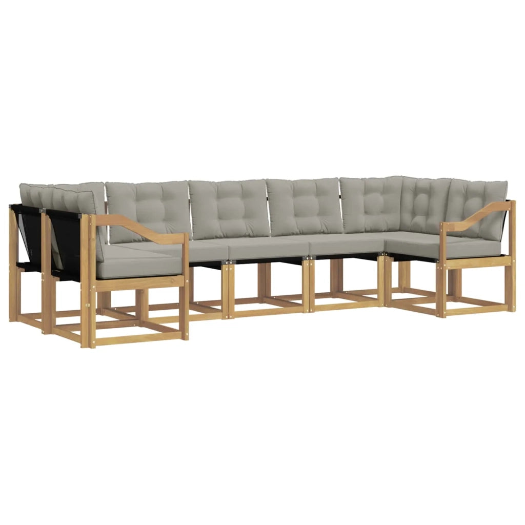 Set di divani da esterno 7 pz Bianco e Grigio Chiaro 3389845