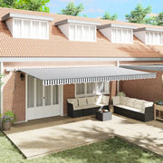 Tenda Retrattile Manuale con LED Antracite e Bianco 600x300 cm 3310244