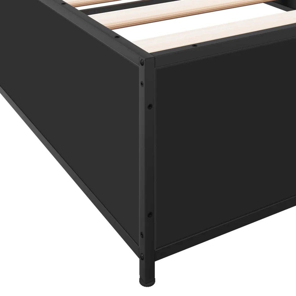 Giroletto-Struttura Letto Nero 75x190 cm in Legno Multistrato e Metallo 147565