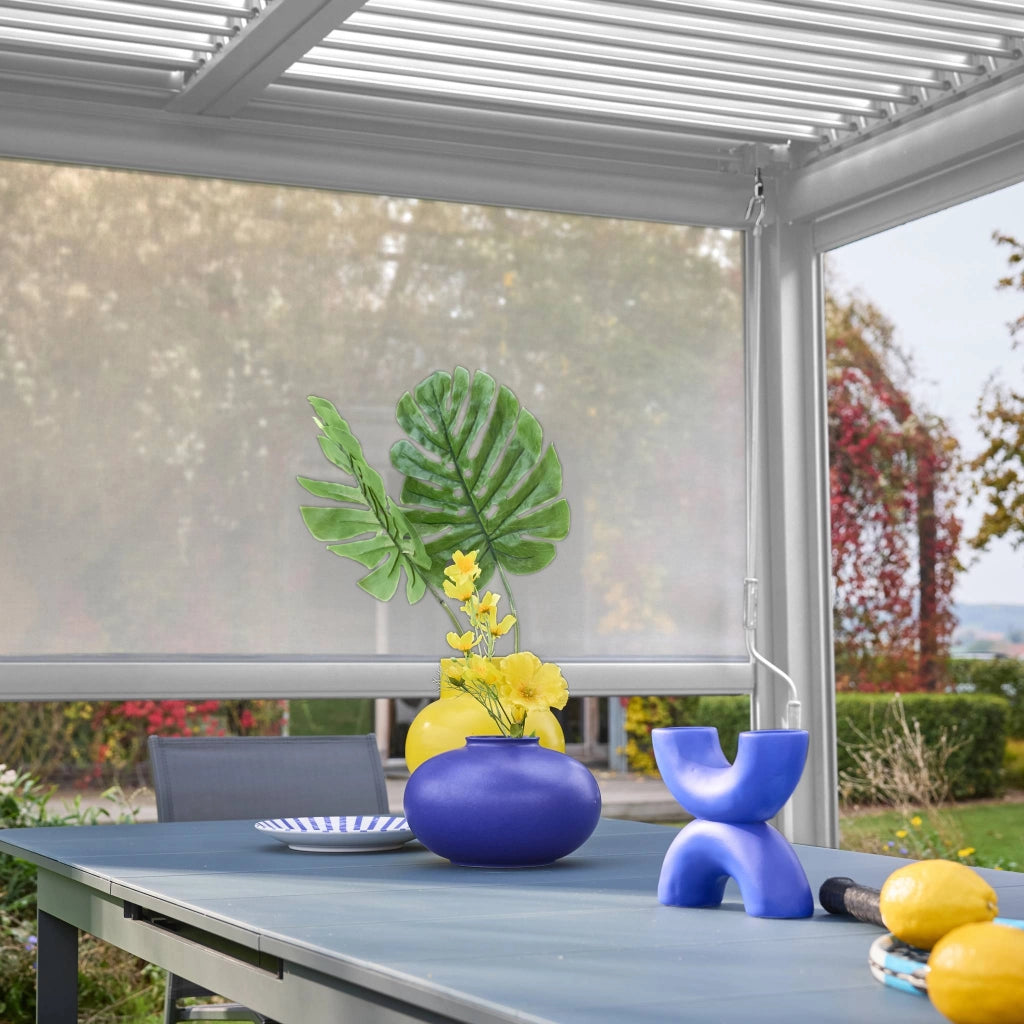 tenda laterale avvolgibile alluminio e textilene per pergola, 3m,