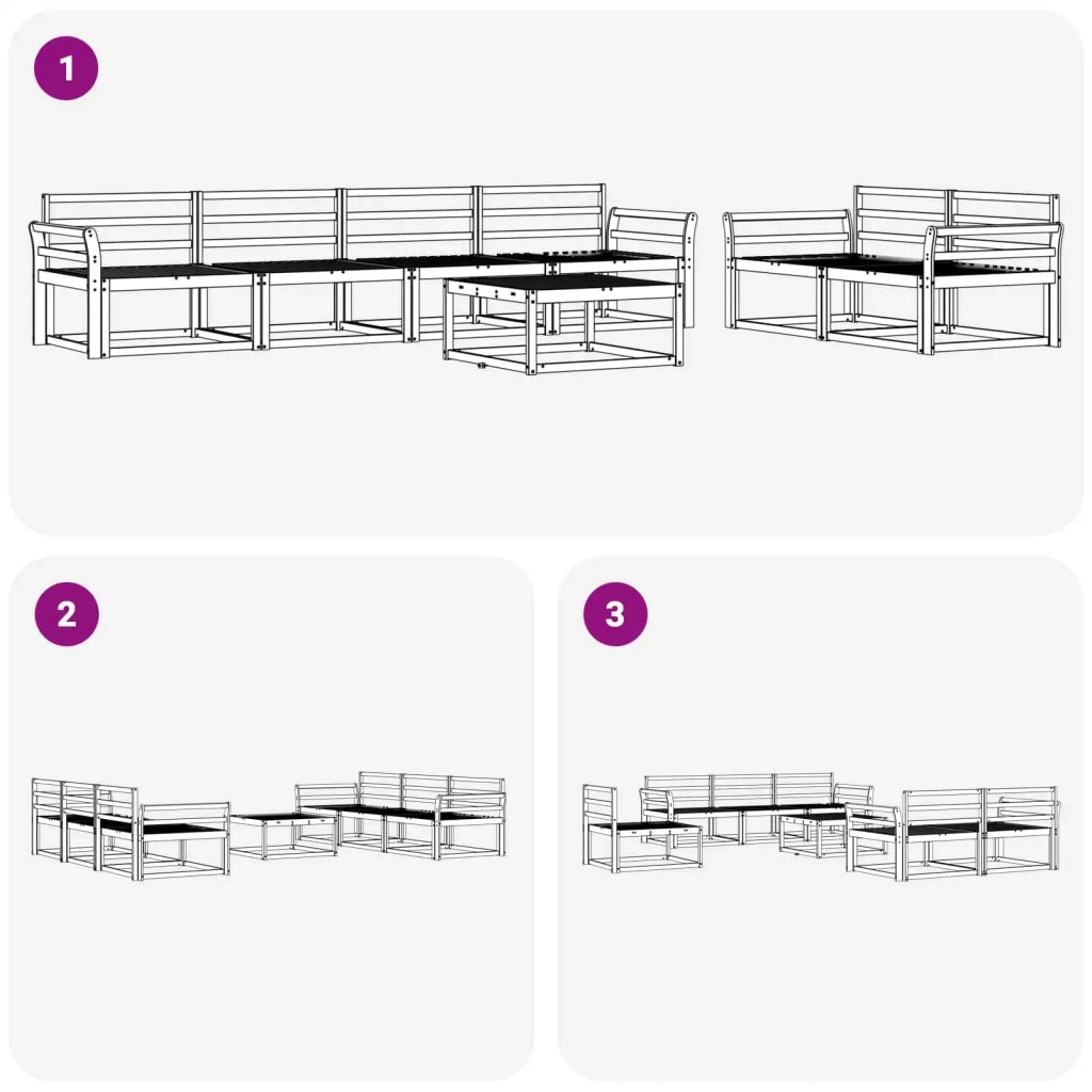 Set di divani da esterno 7 pcs Bianco 3386093