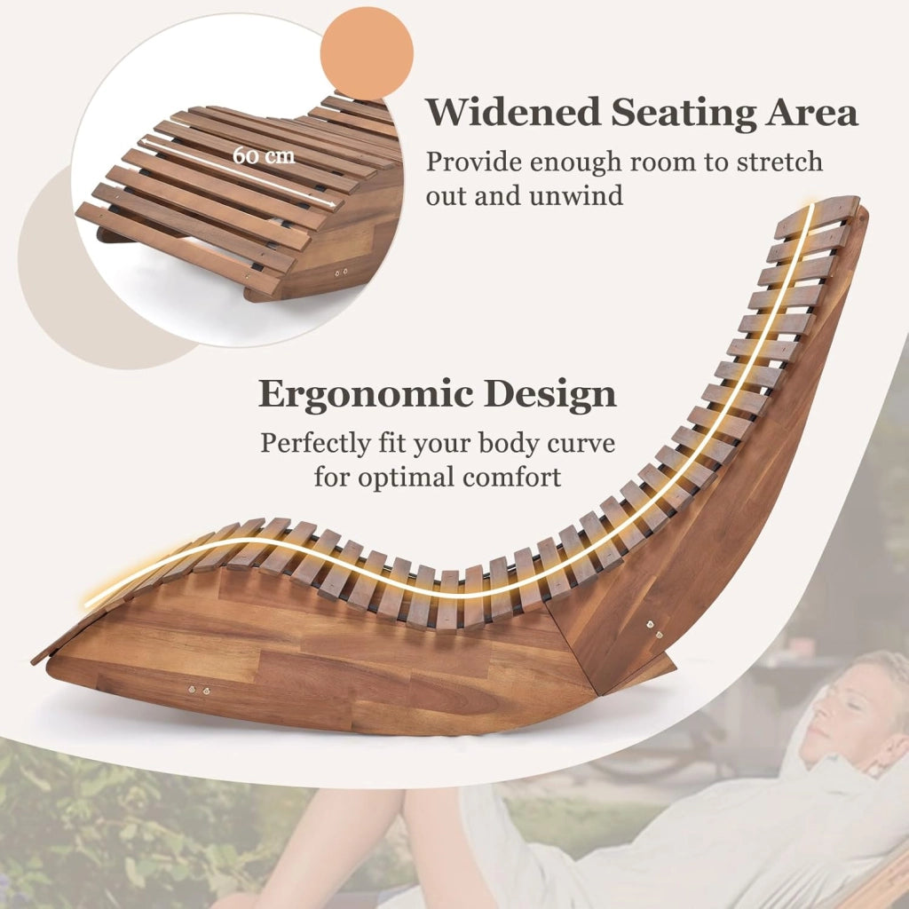 Lettino Prendisole con Altalena in Legno di Acacia, Resistente alle Intemperie, Portata 160 kg, 60x157x76 cm, per Giardino, Cortile e Piscina (1, 60 x 157 x 76 cm)