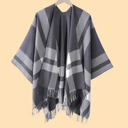 Nuovo scialle diviso con nappe, sciarpa semplice a quadri jacquard da donna