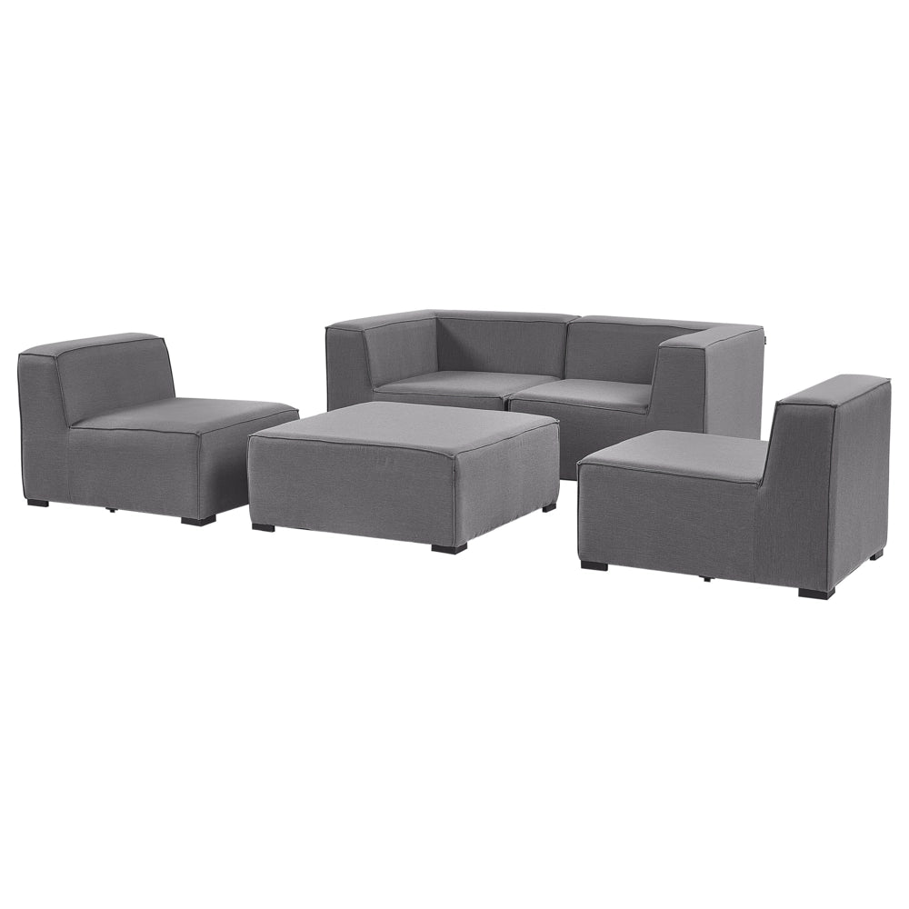 Set divano ad  per interni ed esterni Rivestimento in tessuto grigio salotto da giardino ottomana