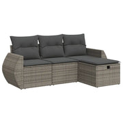 Set Divani da Giardino 4 pz | Set Salotto da Giardino con Cuscini in Polyrattan Grigio