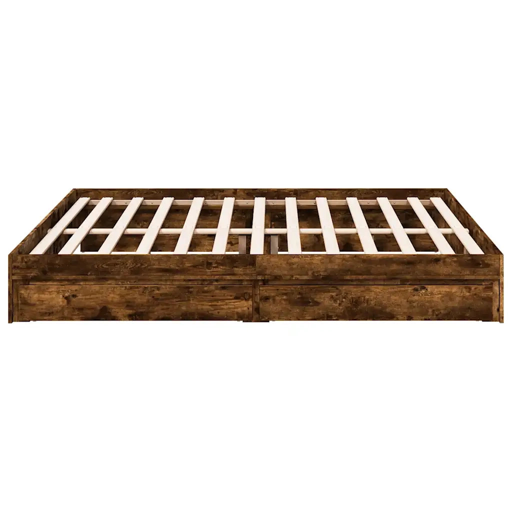 Giroletto con Cassetti-Struttura Letto con contenitore Rovere Fumo 180x200 cm Legno Multistrato 280234