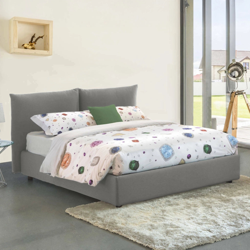 Letto Matrimoniale Arcole, Letto Matrimoniale Materasso Incluso Made in Italy, Grigio