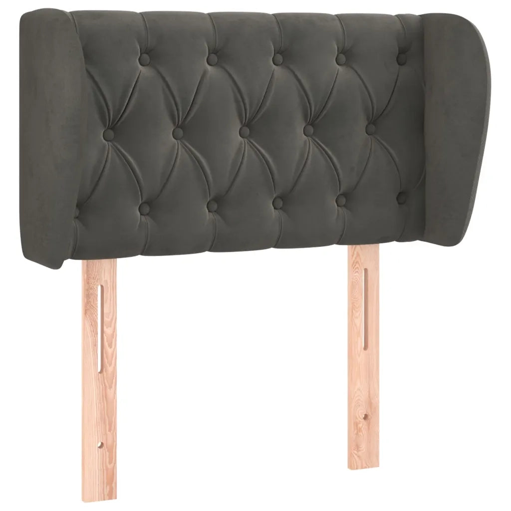 Testiera | Testata ad Orecchio Grigio Scuro 83x23x78/88 cm in Velluto