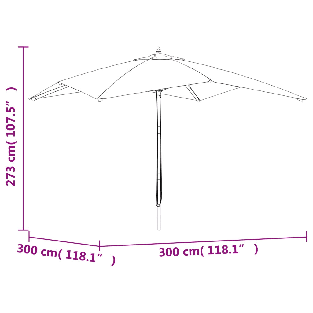 Ombrellone da Giardino con Palo in Legno Verde 300x300x273 cm 363192