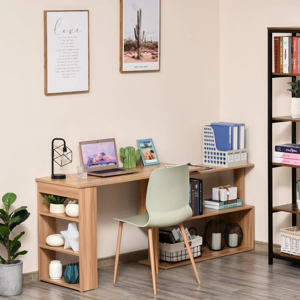Easycomfort Scrivania Computer PC Angolare con Design a L Girevole a 5 Ripiani per Casa e Ufficio, Tavolo da Pranzo in Legno, 120x110x74.5 cm