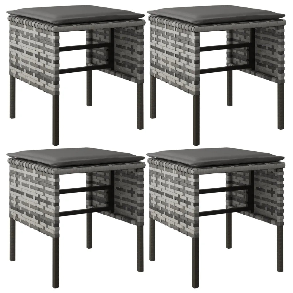 Poggiapiedi da Giardino con Cuscini 4 pz Grigio in Polyrattan CFW3952156